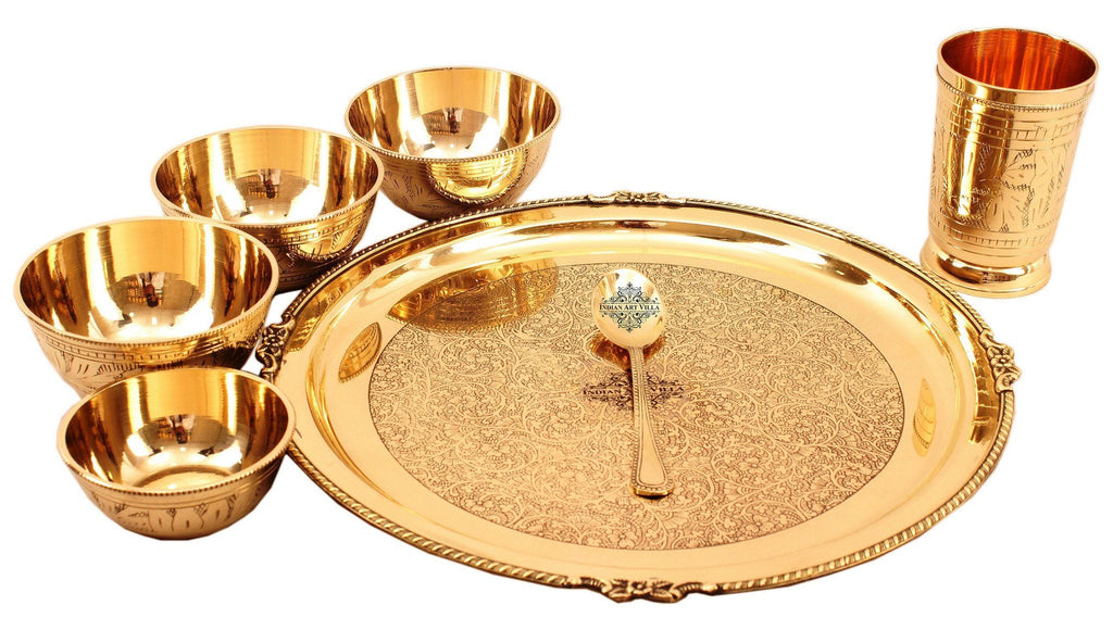 7 Piece Brass Mughlai Style Dinner Multi Cuisine Set