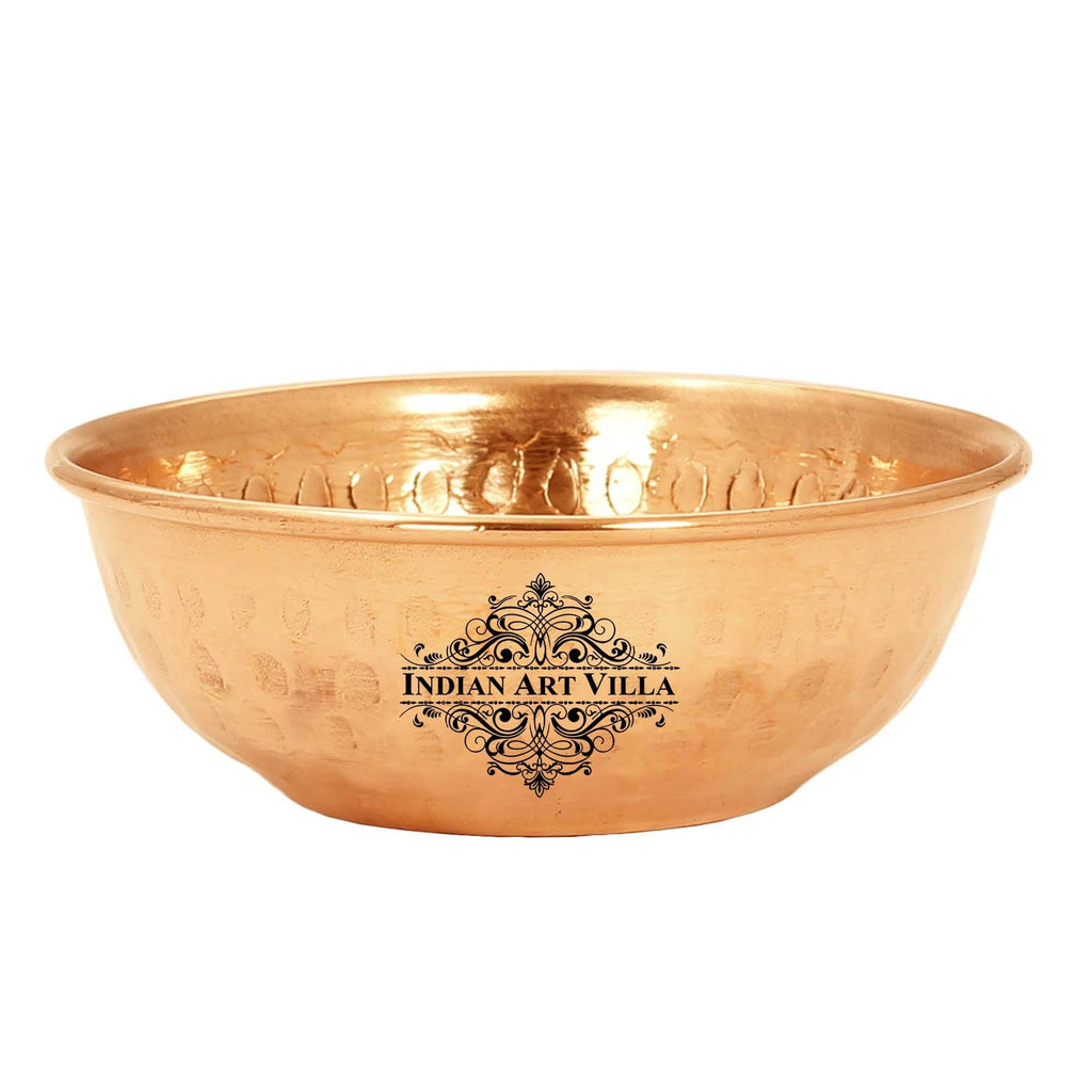 With this dinner set, your Indian style dining experience goes several notches up. The material used is food grade. Copper is used only on the outside of the utensil and does not come in contact with the food.