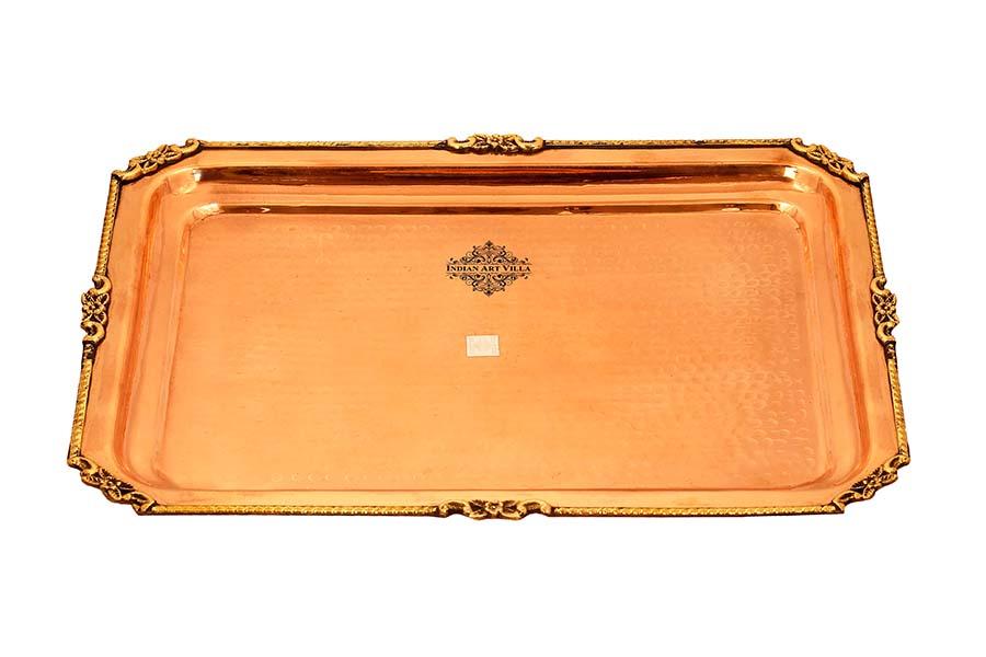 Copper Hammered Design Rectanglular Tray Platter