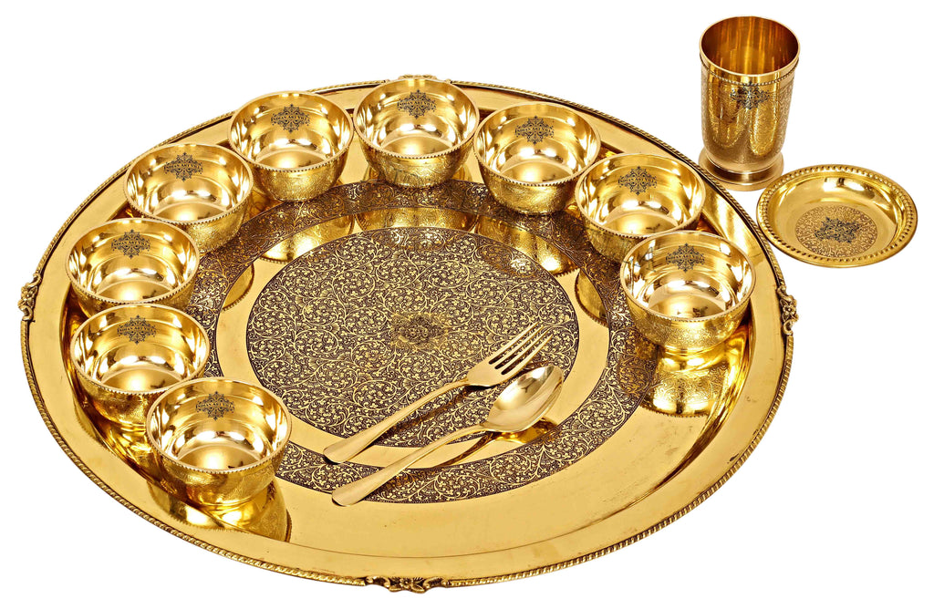 Brass Embossed 14 Pieace / 21 Pieces Dinner Set