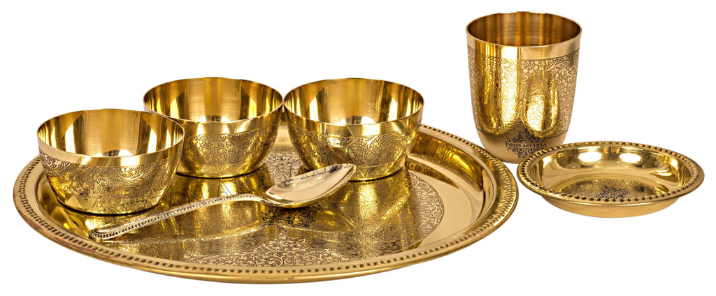 Brass Embossed Design 7 Piece Traditional Dinner Set