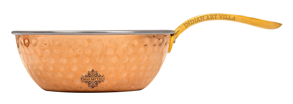 Steel Copper Hammer Serving Pan with Brass Handle
