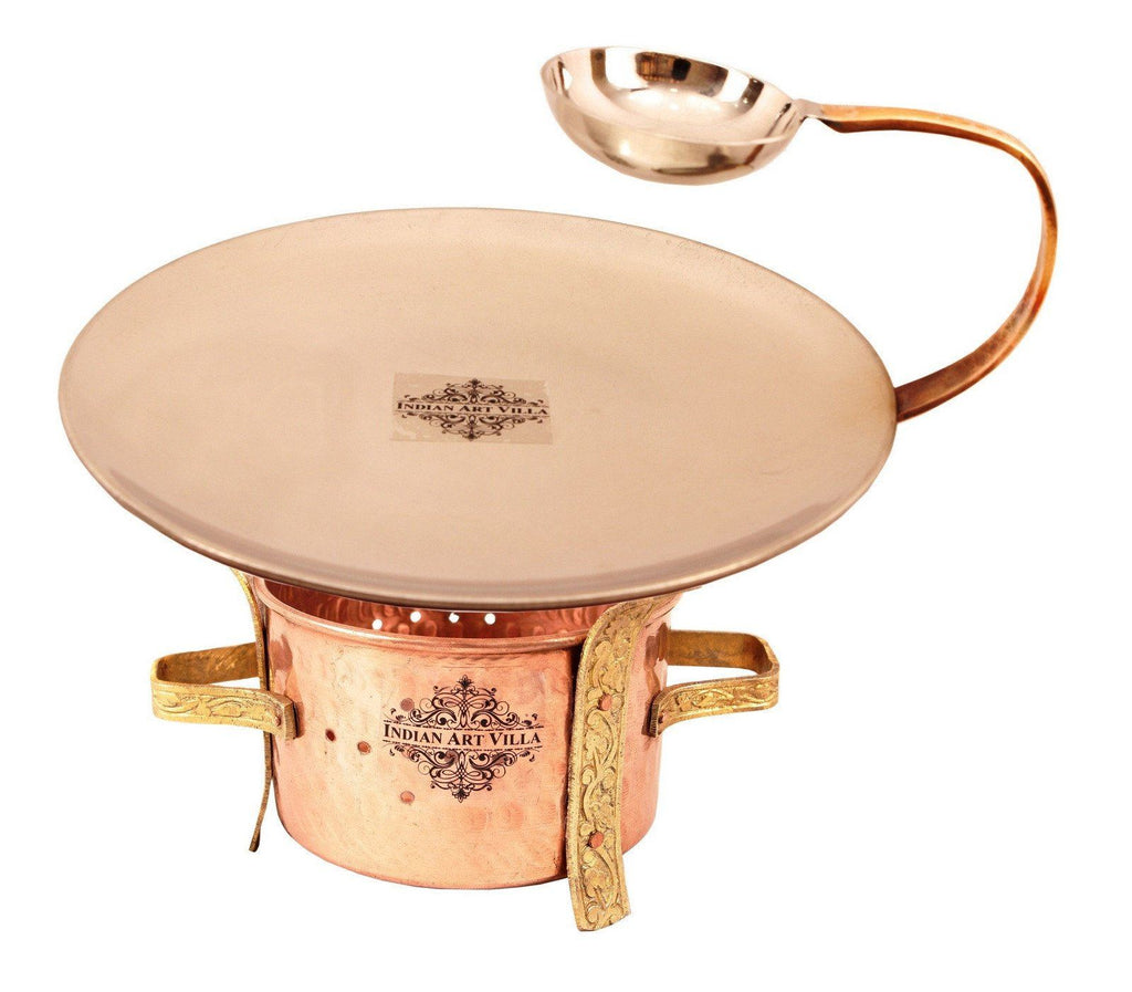 Steel Copper Tawa with Attach Bowl | 50 ML | & 1 Sigdi Angeethi Food Warmer